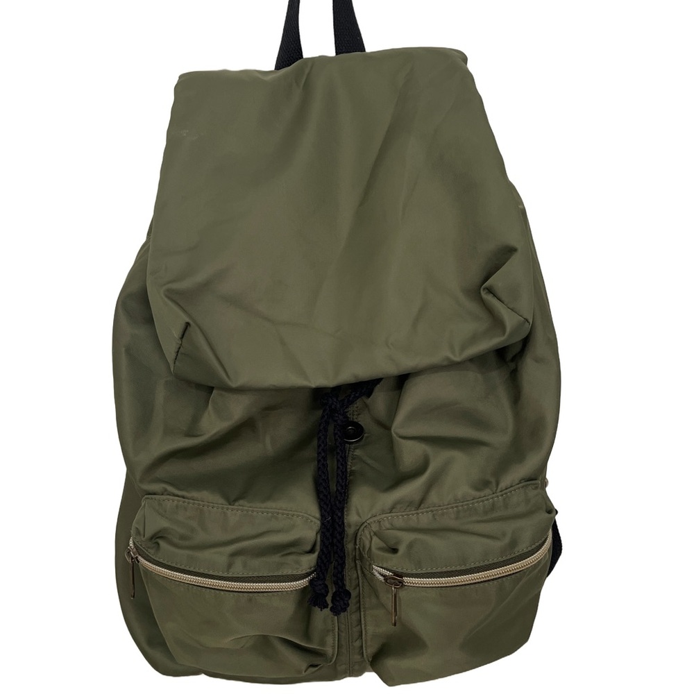 Olive Green Backpack With Pull String And Pockets - image 1